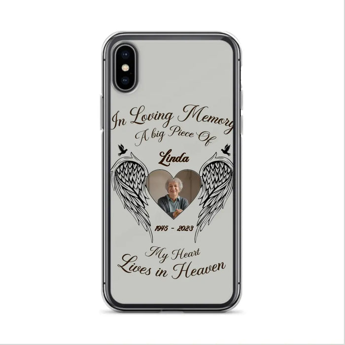 Custom Personalized Memorial Phone Case - Upload Photo - Memorial Gift Idea For Family Member/Pet Lovers - In Loving Memory A Big Piece Of My Heart Lives In Heaven