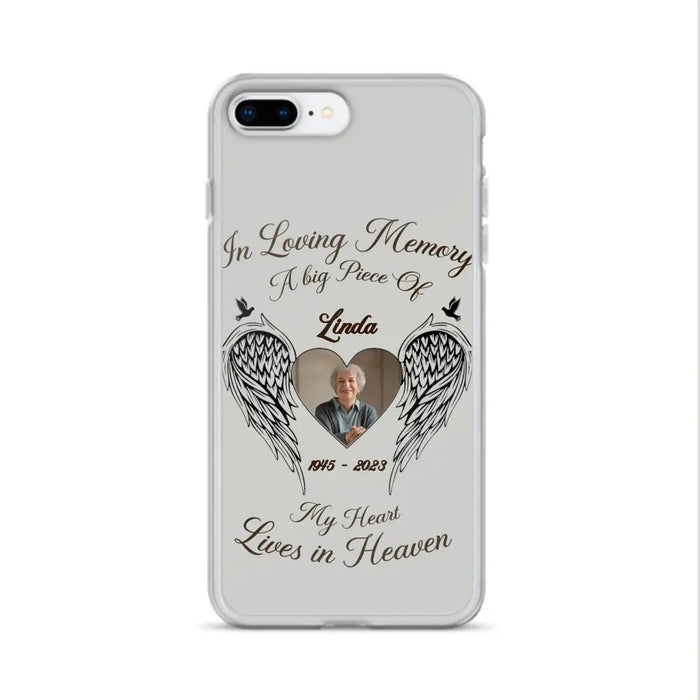 Custom Personalized Memorial Phone Case - Upload Photo - Memorial Gift Idea For Family Member/Pet Lovers - In Loving Memory A Big Piece Of My Heart Lives In Heaven