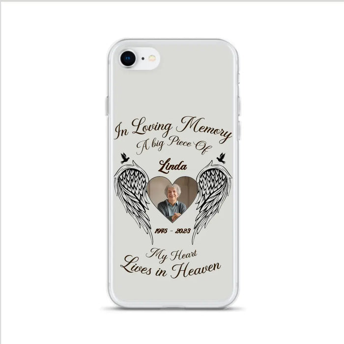 Custom Personalized Memorial Phone Case - Upload Photo - Memorial Gift Idea For Family Member/Pet Lovers - In Loving Memory A Big Piece Of My Heart Lives In Heaven