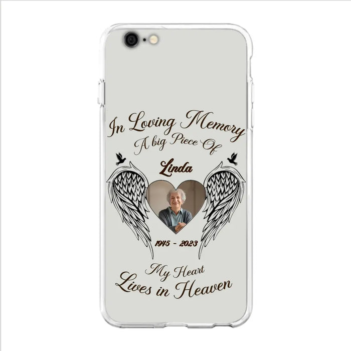 Custom Personalized Memorial Phone Case - Upload Photo - Memorial Gift Idea For Family Member/Pet Lovers - In Loving Memory A Big Piece Of My Heart Lives In Heaven