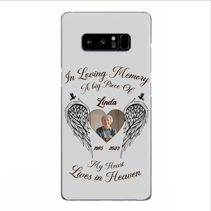 Custom Personalized Memorial Phone Case - Upload Photo - Memorial Gift Idea For Family Member/Pet Lovers - In Loving Memory A Big Piece Of My Heart Lives In Heaven