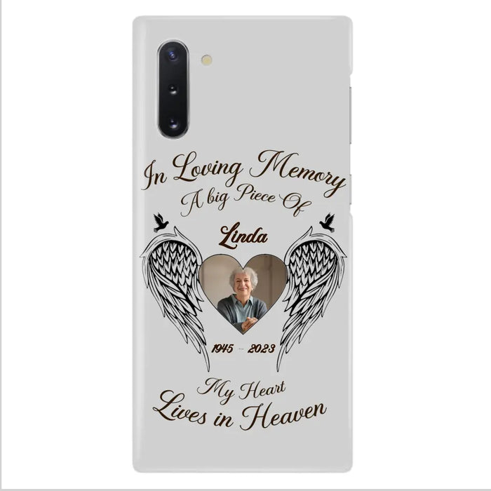 Custom Personalized Memorial Phone Case - Upload Photo - Memorial Gift Idea For Family Member/Pet Lovers - In Loving Memory A Big Piece Of My Heart Lives In Heaven