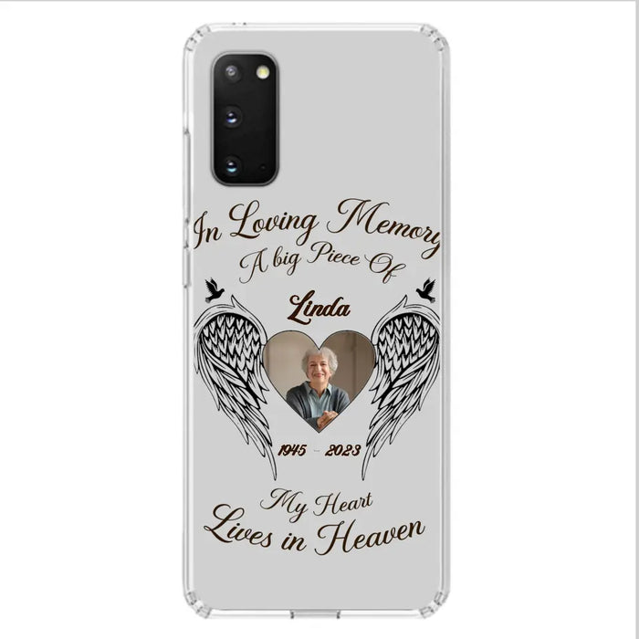 Custom Personalized Memorial Phone Case - Upload Photo - Memorial Gift Idea For Family Member/Pet Lovers - In Loving Memory A Big Piece Of My Heart Lives In Heaven