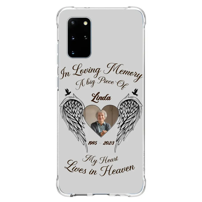 Custom Personalized Memorial Phone Case - Upload Photo - Memorial Gift Idea For Family Member/Pet Lovers - In Loving Memory A Big Piece Of My Heart Lives In Heaven