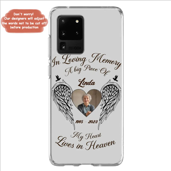 Custom Personalized Memorial Phone Case - Upload Photo - Memorial Gift Idea For Family Member/Pet Lovers - In Loving Memory A Big Piece Of My Heart Lives In Heaven