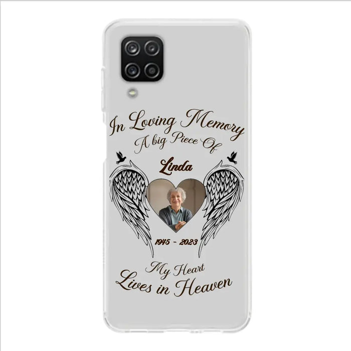 Custom Personalized Memorial Phone Case - Upload Photo - Memorial Gift Idea For Family Member/Pet Lovers - In Loving Memory A Big Piece Of My Heart Lives In Heaven