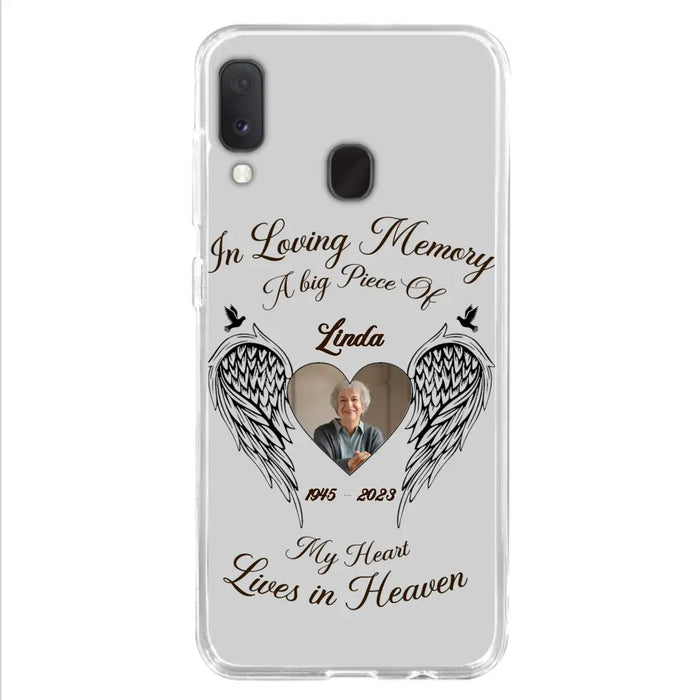 Custom Personalized Memorial Phone Case - Upload Photo - Memorial Gift Idea For Family Member/Pet Lovers - In Loving Memory A Big Piece Of My Heart Lives In Heaven