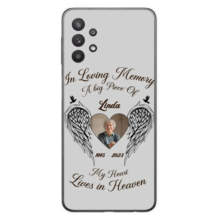 Custom Personalized Memorial Phone Case - Upload Photo - Memorial Gift Idea For Family Member/Pet Lovers - In Loving Memory A Big Piece Of My Heart Lives In Heaven