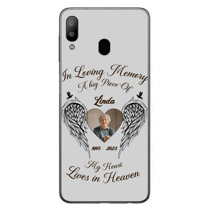 Custom Personalized Memorial Phone Case - Upload Photo - Memorial Gift Idea For Family Member/Pet Lovers - In Loving Memory A Big Piece Of My Heart Lives In Heaven