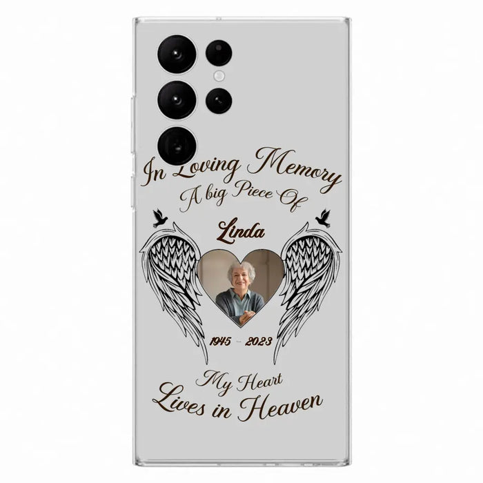 Custom Personalized Memorial Phone Case - Upload Photo - Memorial Gift Idea For Family Member/Pet Lovers - In Loving Memory A Big Piece Of My Heart Lives In Heaven