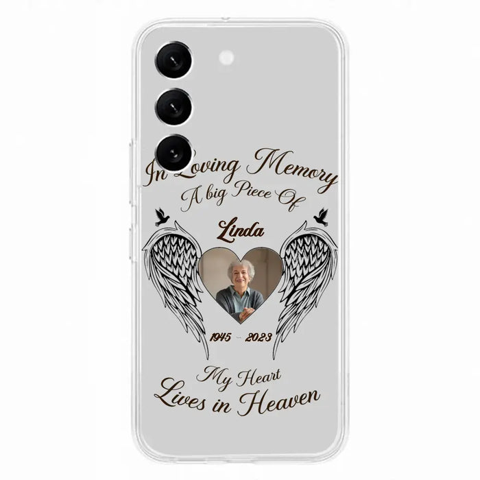 Custom Personalized Memorial Phone Case - Upload Photo - Memorial Gift Idea For Family Member/Pet Lovers - In Loving Memory A Big Piece Of My Heart Lives In Heaven