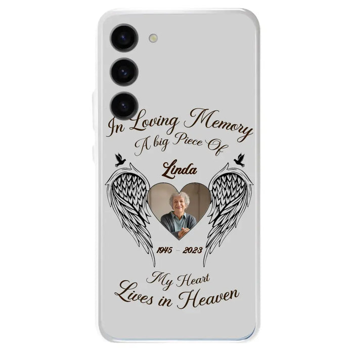 Custom Personalized Memorial Phone Case - Upload Photo - Memorial Gift Idea For Family Member/Pet Lovers - In Loving Memory A Big Piece Of My Heart Lives In Heaven