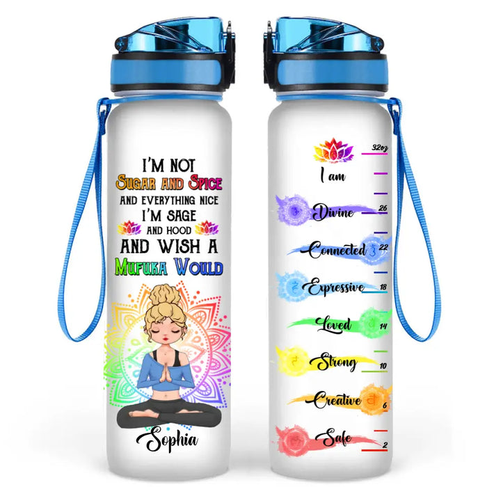 Custom Personalized Yoga Water Tracker Bottle - Gift Idea For Yoga Lover - I'm Not Not Sugar & Spice