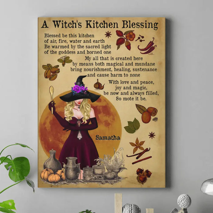 Custom Personalized Witch Canvas - Gift Idea For Halloween/ Witch/ Wicca - A Witch's Kitchen Blessing