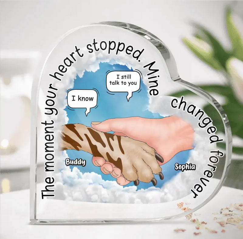 Personalized Memorial Dog Crystal Heart - Memorial Gift Idea for Dog Owners - The Moment Your Heart Stopped Mine Changed Forever