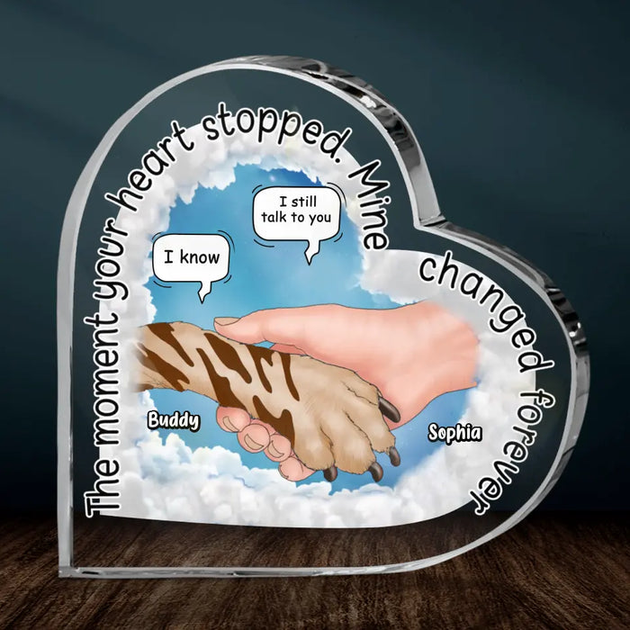 Custom Personalized Memorial Dog Crystal Heart - Memorial Gift Idea for Dog Owners - The Moment Your Heart Stopped Mine Changed Forever