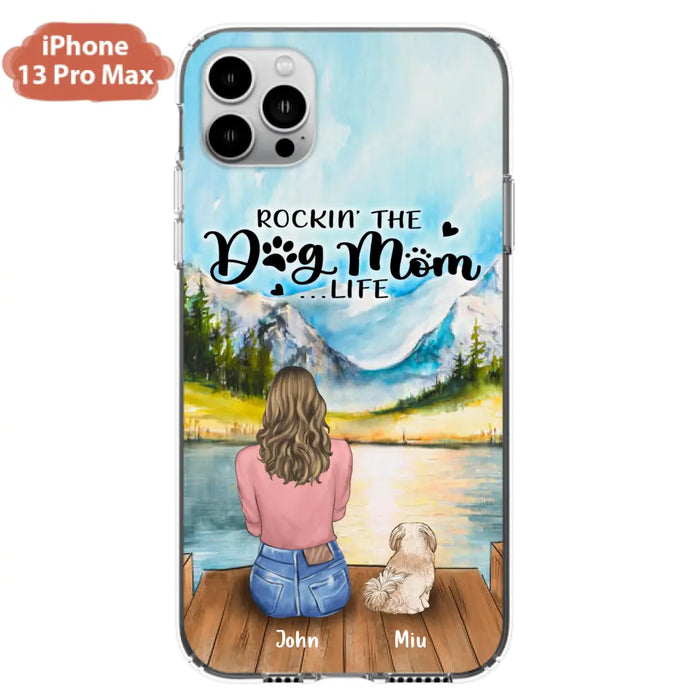 Custom Personalized Dog Mom Phone Case - Gifts For Dog Lovers With Upto 7 Dogs - Rockin' The Dog Mom Life