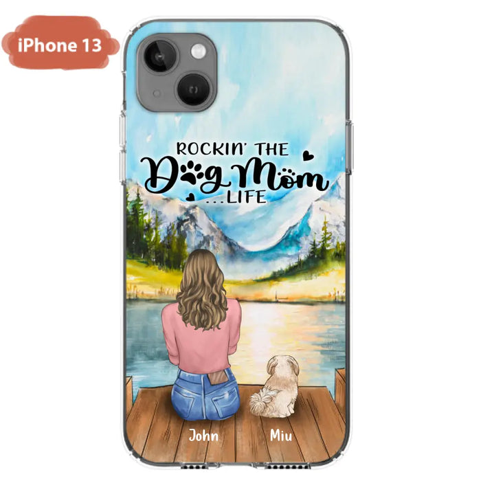 Custom Personalized Dog Mom Phone Case - Gifts For Dog Lovers With Upto 7 Dogs - Rockin' The Dog Mom Life