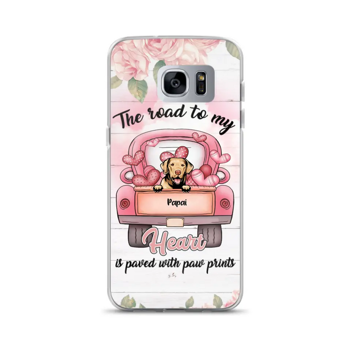 Custom Personalized Dog Phone Case - Best Gifts For Dog Lovers With Upto 5 Dogs - The Road To My Heart Is Paved With Paw Prints