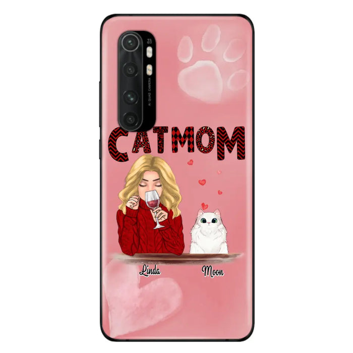 Custom Personalized Pet Mom Phone Case - Pet Mom With Wine And Upto 4 Pets - Case For iPhone, Samsung and Xiaomi