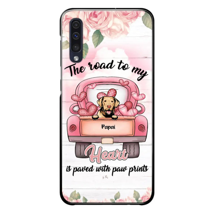 Custom Personalized Dog Phone Case - Best Gifts For Dog Lovers With Upto 5 Dogs - The Road To My Heart Is Paved With Paw Prints
