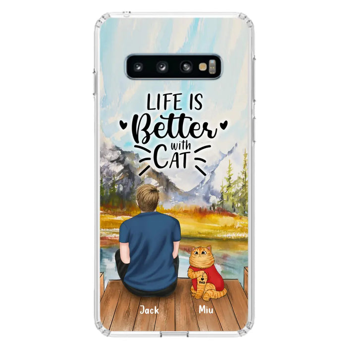 Custom Personalized Cat Dad Phone Case - Gifts For Cat Lovers With Upto 3 Cats - Best Cat Dad Ever - I Love Dad - Case For iPhone, Samsung And Xiaomi