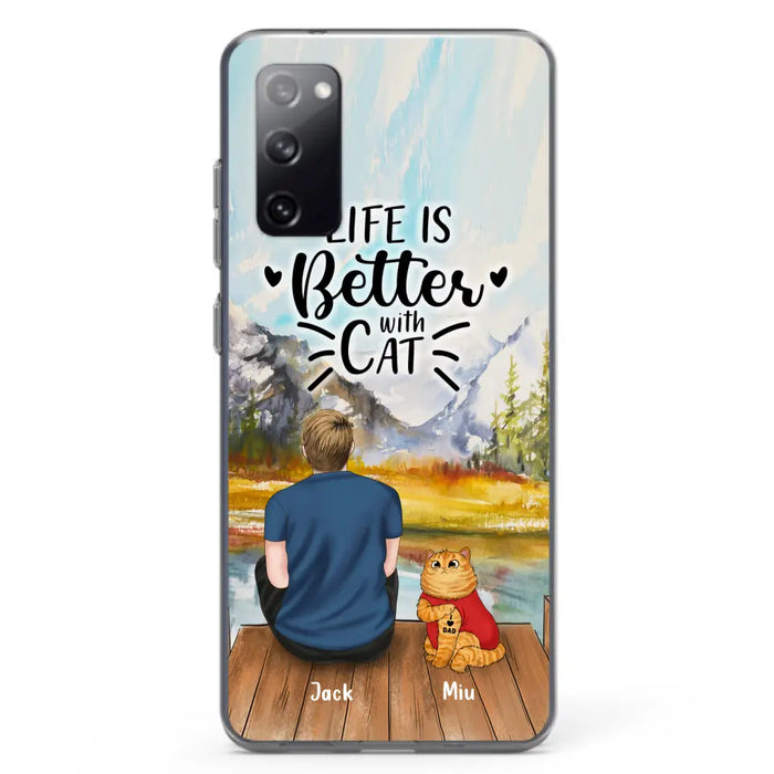 Custom Personalized Cat Dad Phone Case - Gifts For Cat Lovers With Upto 3 Cats - Best Cat Dad Ever - I Love Dad - Case For iPhone, Samsung And Xiaomi