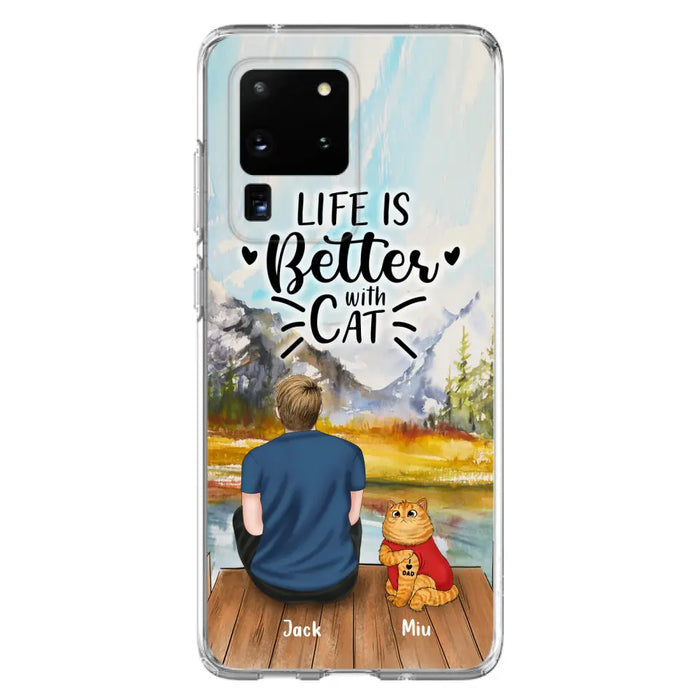 Custom Personalized Cat Dad Phone Case - Gifts For Cat Lovers With Upto 3 Cats - Best Cat Dad Ever - I Love Dad - Case For iPhone, Samsung And Xiaomi