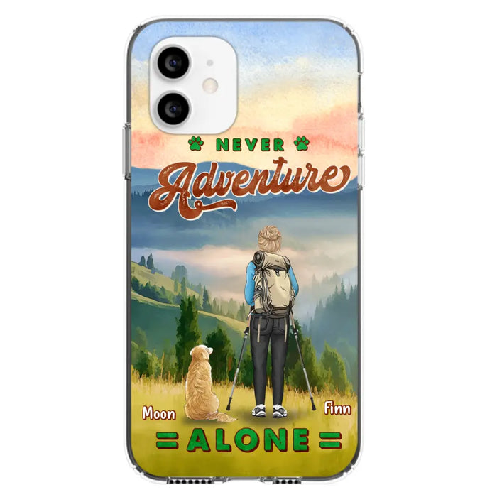 Custom Personalized Solo Hiking With Dogs Phone Case - Woman/Man With Upto 4 Dogs - Gift Idea For Hiking Lovers - Cases For iPhone and Samsung