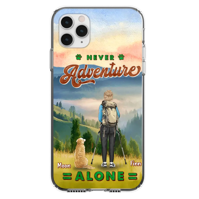 Custom Personalized Solo Hiking With Dogs Phone Case - Woman/Man With Upto 4 Dogs - Gift Idea For Hiking Lovers - Cases For iPhone and Samsung