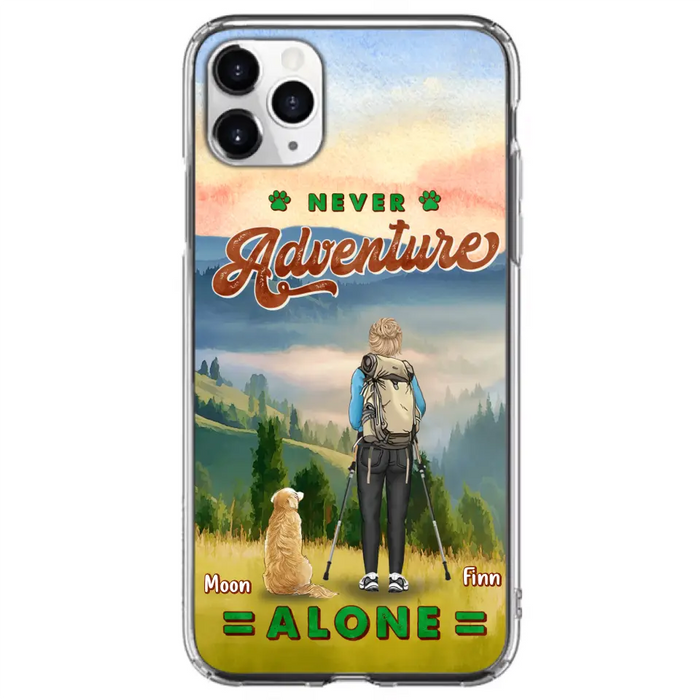 Custom Personalized Solo Hiking With Dogs Phone Case - Woman/Man With Upto 4 Dogs - Gift Idea For Hiking Lovers - Cases For iPhone and Samsung