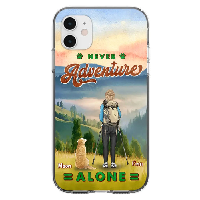 Custom Personalized Solo Hiking With Dogs Phone Case - Woman/Man With Upto 4 Dogs - Gift Idea For Hiking Lovers - Cases For iPhone and Samsung