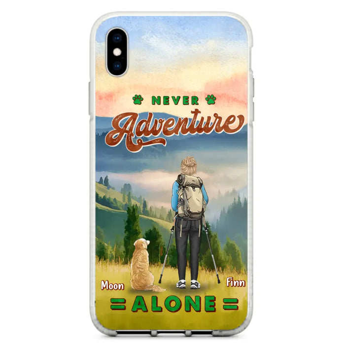 Custom Personalized Solo Hiking With Dogs Phone Case - Woman/Man With Upto 4 Dogs - Gift Idea For Hiking Lovers - Cases For iPhone and Samsung