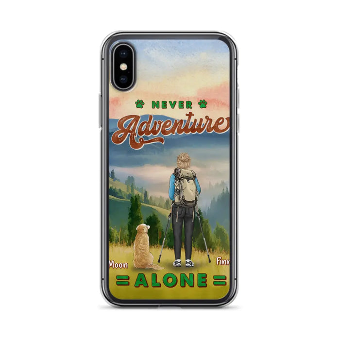 Custom Personalized Solo Hiking With Dogs Phone Case - Woman/Man With Upto 4 Dogs - Gift Idea For Hiking Lovers - Cases For iPhone and Samsung