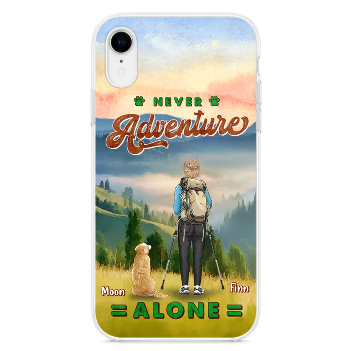 Custom Personalized Solo Hiking With Dogs Phone Case - Woman/Man With Upto 4 Dogs - Gift Idea For Hiking Lovers - Cases For iPhone and Samsung