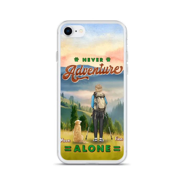 Custom Personalized Solo Hiking With Dogs Phone Case - Woman/Man With Upto 4 Dogs - Gift Idea For Hiking Lovers - Cases For iPhone and Samsung