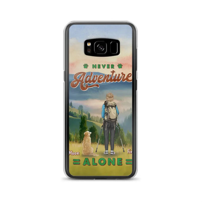 Custom Personalized Solo Hiking With Dogs Phone Case - Woman/Man With Upto 4 Dogs - Gift Idea For Hiking Lovers - Cases For iPhone and Samsung