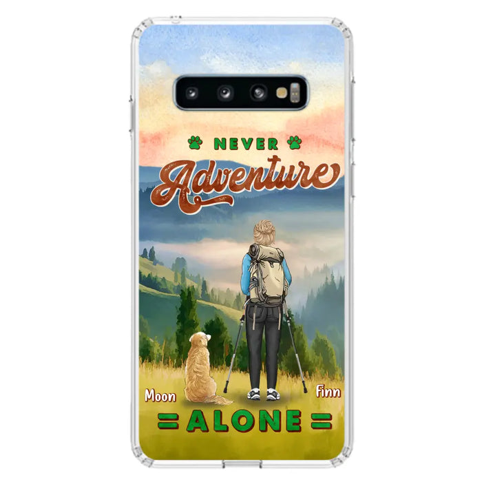 Custom Personalized Solo Hiking With Dogs Phone Case - Woman/Man With Upto 4 Dogs - Gift Idea For Hiking Lovers - Cases For iPhone and Samsung