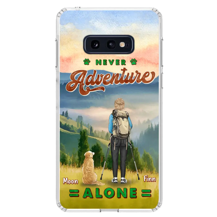 Custom Personalized Solo Hiking With Dogs Phone Case - Woman/Man With Upto 4 Dogs - Gift Idea For Hiking Lovers - Cases For iPhone and Samsung