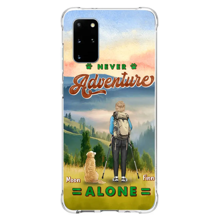 Custom Personalized Solo Hiking With Dogs Phone Case - Woman/Man With Upto 4 Dogs - Gift Idea For Hiking Lovers - Cases For iPhone and Samsung