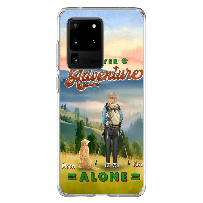 Custom Personalized Solo Hiking With Dogs Phone Case - Woman/Man With Upto 4 Dogs - Gift Idea For Hiking Lovers - Cases For iPhone and Samsung