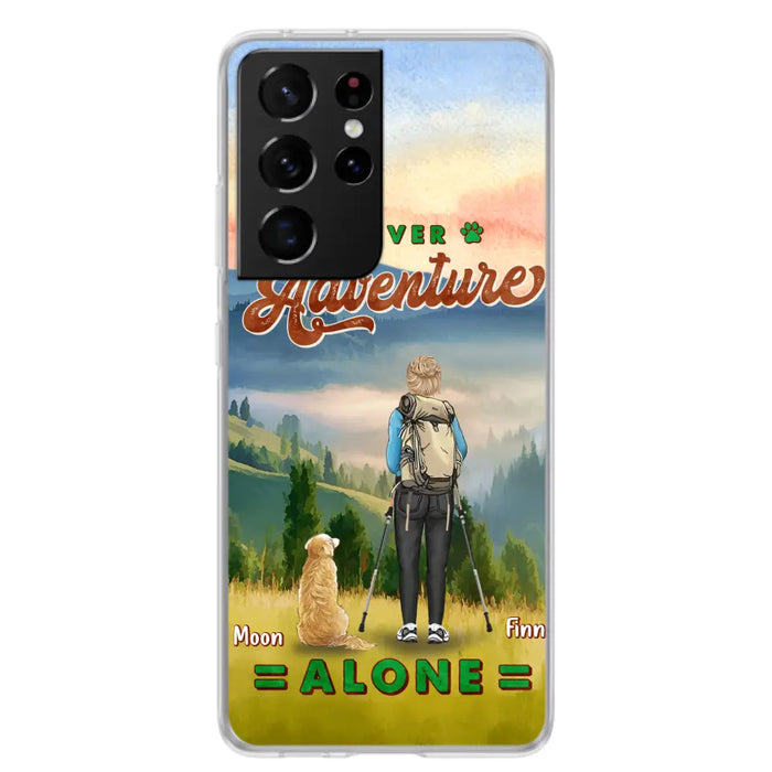 Custom Personalized Solo Hiking With Dogs Phone Case - Woman/Man With Upto 4 Dogs - Gift Idea For Hiking Lovers - Cases For iPhone and Samsung