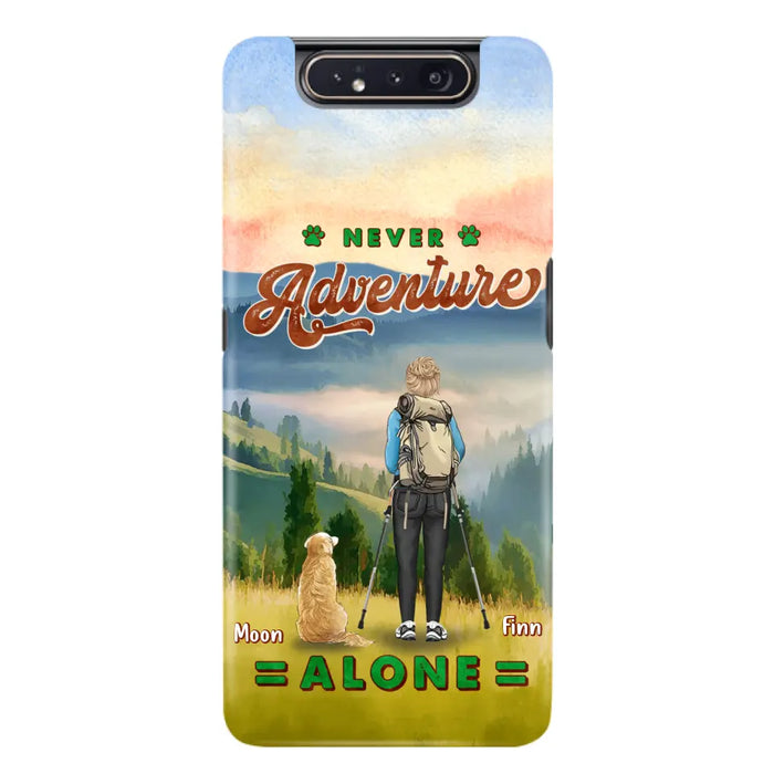 Custom Personalized Solo Hiking With Dogs Phone Case - Woman/Man With Upto 4 Dogs - Gift Idea For Hiking Lovers - Cases For iPhone and Samsung