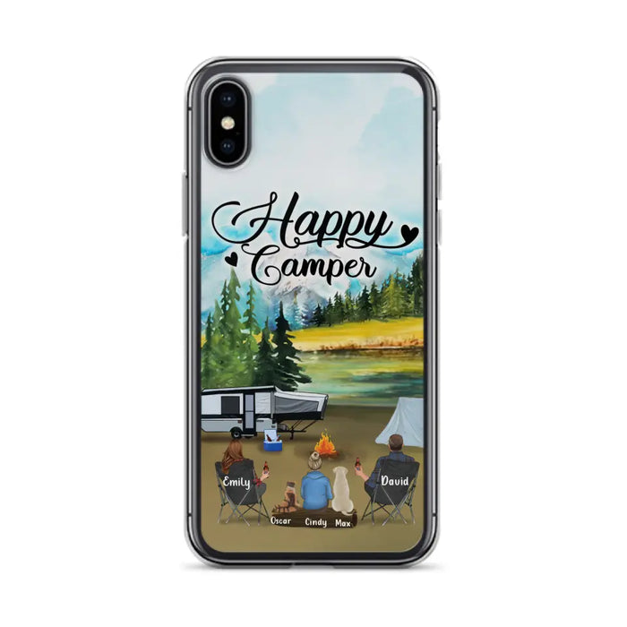 Custom Personalized Camping Phone Case - Parents With 1 Kids And 2 Pets - Best Gift For Family - Happy Camper - Case For iPhone And Samsung