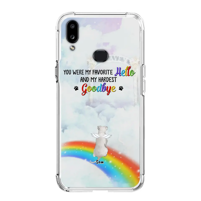 Custom Personalized Memorial Pets At Rainbow Bridge Phone Case - Upto 5 Pets - Memorial Gift For Dog Lovers/Cat Lovers - You Were My Favorite Hello
And My Hardest Goodbye - For iPhone And Samsung Phone Case