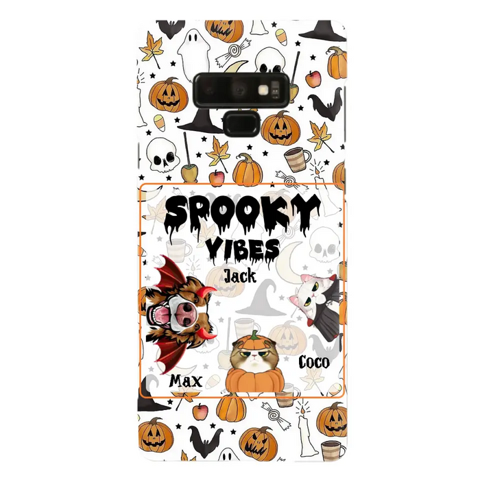 Custom Personalized Halloween Pet Phone Case - Upto 3 Pets - Gift Idea For Dog/Cat Owners -  Spooky Vibes - Case for iPhone/Samsung