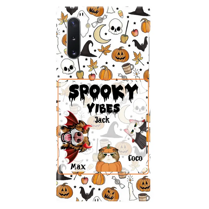 Custom Personalized Halloween Pet Phone Case - Upto 3 Pets - Gift Idea For Dog/Cat Owners -  Spooky Vibes - Case for iPhone/Samsung