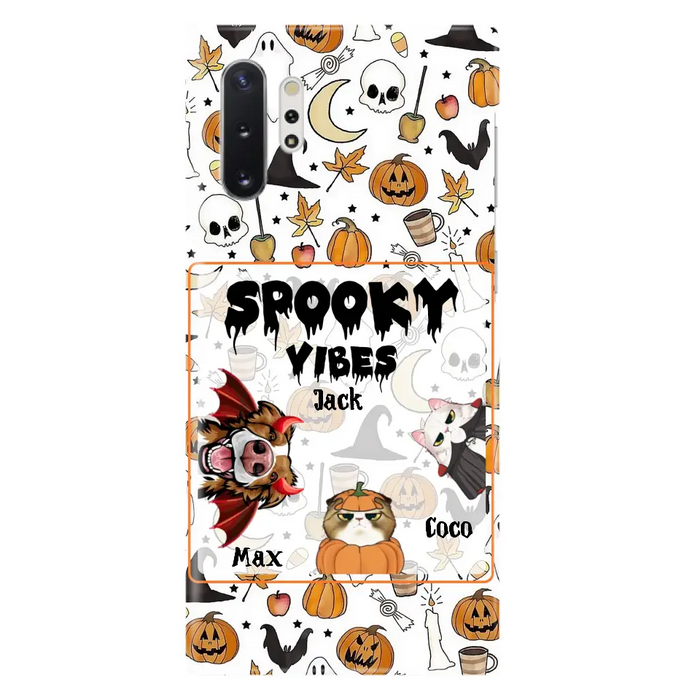 Custom Personalized Halloween Pet Phone Case - Upto 3 Pets - Gift Idea For Dog/Cat Owners -  Spooky Vibes - Case for iPhone/Samsung