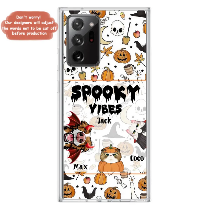 Custom Personalized Halloween Pet Phone Case - Upto 3 Pets - Gift Idea For Dog/Cat Owners -  Spooky Vibes - Case for iPhone/Samsung