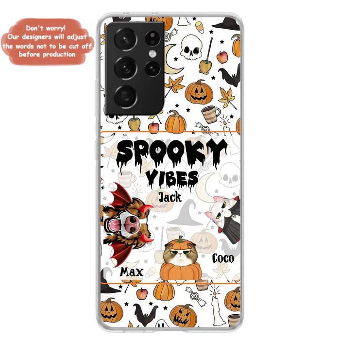 Custom Personalized Halloween Pet Phone Case - Upto 3 Pets - Gift Idea For Dog/Cat Owners -  Spooky Vibes - Case for iPhone/Samsung